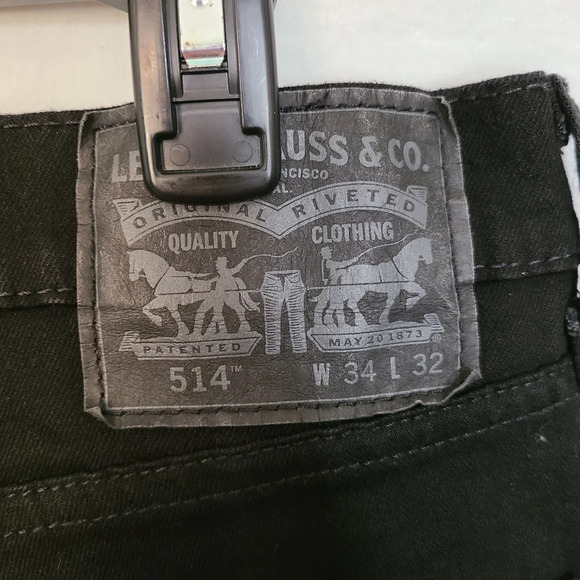 Levi's 514 Straight Black Jeans Men's Size W34 L32 - Picture 4 of 11